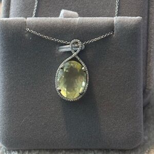 Citrine in White Gold Necklace